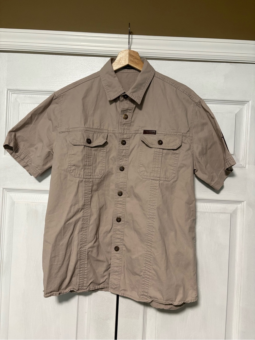 Outdoor Vogue Design S/S Utility Cargo Shirt Khaki Tan Tactical Button Up